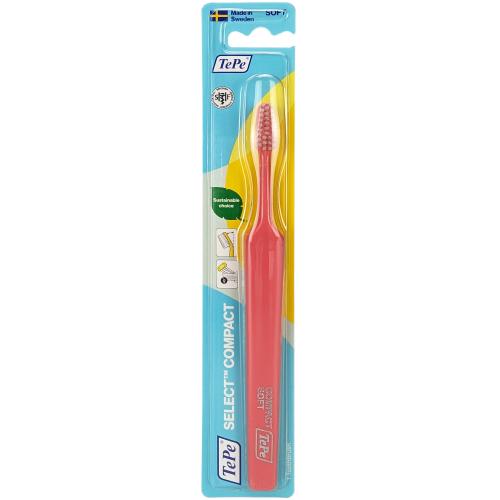 TePe Select Compact Soft Toothbrush Μαλακή Οδοντόβουρτσα με Μικρή Κεφαλή για Αποτελεσματικό Καθαρισμό 1 Τεμάχιο - Κόκκινο